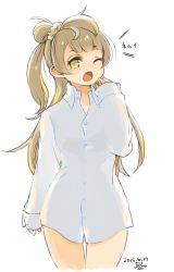 Rule 34 | 1girl, bad id, bad twitter id, dated, long hair, looking at viewer, love live!, love live! school idol project, minami kotori, mota, open mouth, simple background, solo, white background