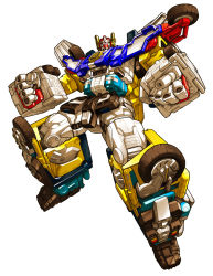 Rule 34 | autobot, clenched hands, highres, looking up, makoto ono, mecha, no humans, omega prime, robot, science fiction, solo, transformers, transformers car robots, wheel, white background, yellow eyes
