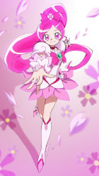 Rule 34 | 10s, 1girl, absurdres, bow, brooch, cure blossom, eyelashes, flower, hanasaki tsubomi, heart, heart brooch, heartcatch precure!, highres, jewelry, long hair, pink bow, pink eyes, pink hair, pink theme, ponytail, precure, shijoh, shijou yukimasa, solo, very long hair