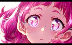 Rule 34 | 1girl, black border, blush, border, chromatic aberration, close-up, cure yell, highres, hugtto! precure, kyoutsuugengo, letterboxed, long hair, looking at viewer, nono hana, open mouth, precure, red eyes, red hair, solo, tears