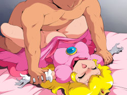 Rule 34 | blush, clothed female nude male, clothed sex, elbow gloves, gloves, mario (series), nude, old school academy, princess peach, sex, super mario bros. 1