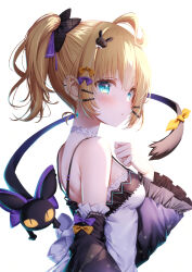 Rule 34 | 1girl, ahoge, alternate costume, blonde hair, blue eyes, blush, bow, commentary request, detached sleeves, earrings, hair bow, hair ornament, hairclip, high ponytail, highres, jewelry, lucie (millie parfait), millie parfait, nijisanji, nijisanji en, open mouth, rabbit hair ornament, short hair, solo, virtual youtuber, zzz (zzz00166403zzz)