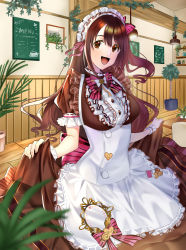 Rule 34 | 1girl, apron, bad id, bad pixiv id, black shirt, black skirt, blouse, blush, bow, bowtie, breasts, brown eyes, brown hair, clothes lift, dress, frilled apron, frilled legwear, frilled skirt, frills, hair bow, hair ornament, hair ribbon, highres, idolmaster, idolmaster cinderella girls, idolmaster cinderella girls starlight stage, indoors, kameria526, lifted by self, long hair, looking at viewer, maid, maid apron, maid cafe, maid headdress, medium breasts, neck ribbon, open mouth, pocket, puffy short sleeves, puffy sleeves, red ribbon, ribbon, shimamura uzuki, shirt, short sleeves, skirt, skirt lift, smile, solo, wavy hair, white legwear, wrist cuffs