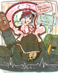 Rule 34 | 1girl, antique phone, bad id, bad pixiv id, blush, boots, cellphone, corded phone, english text, female focus, flip phone, frills, hat, highres, itomugi-kun, nagae iku, one eye closed, open mouth, phone, purple hair, red eyes, rotary phone, shawl, short hair, sitting, smile, solo, string phone, touhou, wink