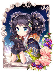 Rule 34 | 1girl, bad id, bad pixiv id, blue eyes, capelet, flower, gloves, hair flower, hair ornament, jewelry, nardack, original, plant, sky, solo, star (sky), starry sky, twintails, vines