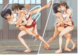 Rule 34 | 2girls, absurdres, barefoot, catfight, feet, highres, hoshino (girls und panzer), kawanishi shinobu, multiple girls, sumo, tigern (tigern28502735)