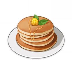 Rule 34 | artist request, berry, commentary, dessert, english commentary, food, food focus, game cg, genshin impact, leaf, lowres, mint, no humans, official art, pancake, plate, simple background, still life, third-party source, transparent background