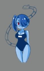 Rule 34 | 1girl, blue skin, breasts, colored skin, highres, leviathan (skullgirls), skullgirls, squigly (skullgirls), swimsuit, tagme, zombie