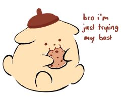 Rule 34 | cookie, dog, eating, english text, food, highres, pompompurin, sanrio, tagme, white background