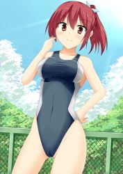 Rule 34 | 10s, 1girl, bad id, bad pixiv id, breasts, cameltoe, competition swimsuit, covered navel, free!, highres, long hair, matsuoka gou, one-piece swimsuit, ponytail, red eyes, red hair, swimsuit, x3 (jyouti)
