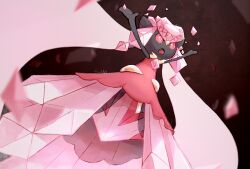 Rule 34 | :o, absurdres, creatures (company), diancie, game freak, gem, gen 6 pokemon, highres, legendary pokemon, mega diancie, mega pokemon, mixed-language commentary, motion blur, mythical pokemon, nintendo, no humans, open mouth, outstretched arms, pink eyes, pink pupils, pokemon, pokemon (creature), ragou2niko, signature, solo