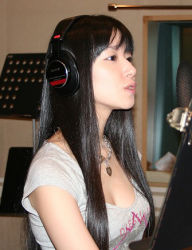 Rule 34 | 1girl, asian, breasts, cleavage, lowres, photo (medium), real life, voice actor, solo, tanaka rie