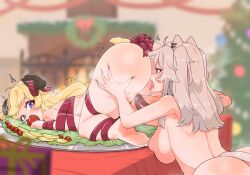 Rule 34 | 2girls, ahoge, animal ears, anus, anus peek, apple, ass, ass grab, bare legs, barefoot, blonde hair, blush, breasts, cunnilingus, curled horns, ear piercing, feet, food, fruit, gift wrapping, grabbing another&#039;s ass, grey eyes, grey hair, groping, hair ornament, hands on ass, heart, heart-shaped pupils, hololive, horns, large breasts, licking, lion ears, lion girl, lion tail, long hair, moral cacoethes, multiple girls, naked ribbon, nude, open mouth, oral, piercing, purple eyes, pussy, pussy juice, ribbon, sheep girl, sheep horns, sheep tail, shishiro botan, soles, symbol-shaped pupils, tail, toes, tongue, tsunomaki watame, uncensored, virtual youtuber, wrapped up, yuri