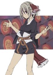 Rule 34 | 1girl, alternate costume, alternate hair color, arudente, bare legs, bow, breasts, expressionless, hair bow, japanese clothes, kimono, looking at viewer, rumia, short hair, short kimono, small breasts, solo, touhou, wide sleeves