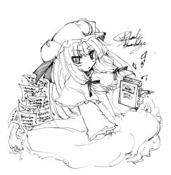 Rule 34 | 1girl, female focus, full body, greyscale, monochrome, patchouli knowledge, solo, tokiame, touhou, traditional media