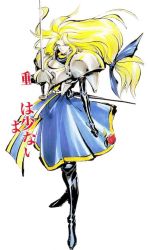 Rule 34 | 1990s (style), 1girl, armor, armored dress, blonde hair, charlotte christine de colde, flower, game, retro artstyle, ribbon, rose, samurai spirits, shiroo oono, snk, tall female