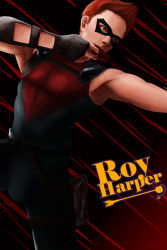 Rule 34 | 1boy, archer (fate), arrow (projectile), bow (weapon), character name, dc comics, domino mask, fate (series), fingerless gloves, gloves, highres, holster, male focus, marksman, mask, orange hair, red arrow, roy harper, sleeveless, solo, weapon