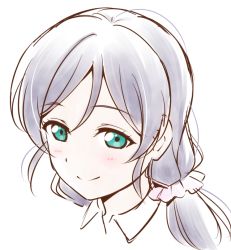 Rule 34 | 1girl, anibache, birthday, blush, commentary, green eyes, long hair, love live!, love live! school idol project, low twintails, pink scrunchie, portrait, purple hair, scrunchie, smile, solo, tojo nozomi, twintails, white background