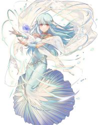 Rule 34 | 1girl, bare shoulders, blue hair, cape, dress, fire emblem, fire emblem: the blazing blade, fire emblem heroes, full body, hair ornament, highres, long hair, looking at viewer, ninian, nintendo, official art, red eyes, silver hair, smile, solo, transparent background, white background
