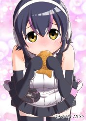 Rule 34 | black hair, elbow gloves, gloves, highres, humboldt penguin (kemono friends), kemono friends, kemono friends v project, looking at viewer, microphone, multicolored hair, short hair, simple background, taguchi makoto, tail, virtual youtuber