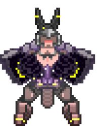 Rule 34 | 1boy, 1girl, animated, animated gif, anubis (mythology), armor, bestiality, bouncing breasts, breasts, game sprite, hetero, innocent unjust, interspecies, knight, monster, penis, pixel art, sex, white background