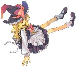 Rule 34 | 1girl, bad id, bad pixiv id, blonde hair, bow, dress, female focus, hair bow, hat, heysho, kirisame marisa, long hair, mary janes, shoes, sitting, solo, touhou, witch, witch hat, yellow eyes