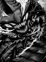 Rule 34 | 1boy, absurdres, action, commentary request, elder centipede, flying, genos, giant, giant monster, greyscale, highres, jetpack, monochrome, monster, mukade chourou, one-punch man, pants, shirt, xiniu r&amp;f (lande hua hua)
