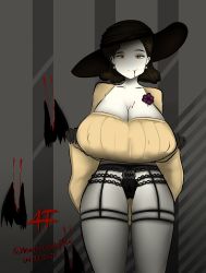 Rule 34 | alcina dimitrescu, breasts, glowing, glowing eyes, highres, huge breasts, korchevskytea, looking at viewer, md5 mismatch, resident evil, resident evil village, resolution mismatch, self-upload, solo, source smaller, vampire, yellow eyes