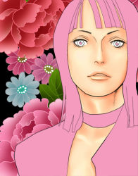 Rule 34 | 1girl, choker, female focus, flower, looking at viewer, nico robin, nyoro (pixiv69753), one piece, pink theme, solo