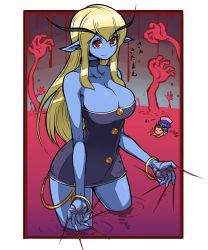 Rule 34 | 2girls, :3, bangle, blonde hair, blue skin, bracelet, breasts, capcom, choker, cleavage, collarbone, colored skin, dead rising, dress, eyebrows, fingernails, frank west, gender request, genderswap, jedah dohma, jewelry, kara age, large breasts, lei lei, long fingernails, long hair, marvel vs. capcom, marvel vs. capcom 3, midnight bliss, multiple girls, nail polish, outside border, partially submerged, pointy ears, red eyes, red nails, sharp fingernails, smile, solo focus, translation request, vampire (game), | |