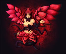Rule 34 | 1girl, bad id, bad tumblr id, black legwear, black rose dragon, breasts, cleavage, dragon, duel monster, hair ornament, large breasts, nail polish, navel, personification, ponibutts, red eyes, red hair, skirt, smile, solo, wings, yu-gi-oh!, yu-gi-oh! 5d&#039;s