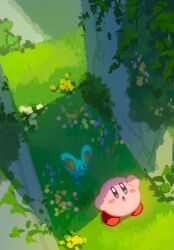 Rule 34 | 2boys, aruco co, colored skin, elfilin, floating, from above, highres, kirby, kirby (series), kirby and the forgotten land, looking up, multiple boys, nintendo, on grass, open mouth, pink skin, shadow, standing