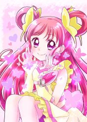 Rule 34 | 1girl, bug, butterfly, butterfly brooch, butterfly earrings, commentary, cure dream, earrings, hair rings, highres, insect, jewelry, long hair, momo02634, pink hair, precure, purple eyes, smile, solo, two side up, watch, wristwatch, yes! precure 5, yumehara nozomi