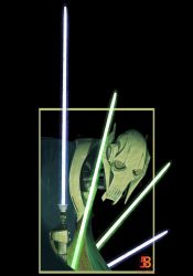 Rule 34 | 1boy, android, energy sword, general grievous, highres, holding lightsaber, humanoid robot, lightsaber, looking at viewer, max58art, robot, solo, star wars, sword, weapon