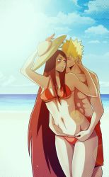 Rule 34 | 1boy, 1girl, abs, absurdres, age difference, arm up, beach, bikini, blonde hair, blue sky, blush, breasts, breasts apart, closed eyes, closed mouth, cloud, couple, day, facial mark, grey eyes, hair ornament, hairclip, hand up, happy, hat, hetero, highres, holding, holding clothes, holding hat, hug, hug from behind, imminent penetration, incest, indy rique, kiss, long hair, looking at another, mature female, mother and son, muscular, naruto, naruto (series), naruto shippuuden, navel, outdoors, panties, red hair, sand, short hair, shorts, sky, smile, standing, sun hat, sunlight, swimsuit, underwear, uzumaki kushina, uzumaki naruto, very long hair, water, whisker markings, whisker marks, whiskers