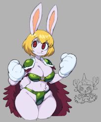 Rule 34 | 1girl, alternate costume, armor, beast pirates, beast pirates uniform, bikini armor, blonde hair, breasts, cape, carrot (one piece), furry, furry female, gloves, helmet, highres, horns, horns through headwear, large breasts, one piece, panties, rabbit ears, rabbit girl, rabbit tail, red eyes, revealing clothes, short hair, shoulder pads, smile, tony tony chopper, underwear, white gloves, wide hips