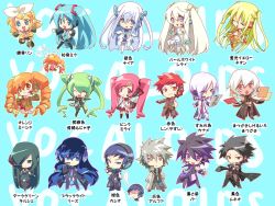 Rule 34 | 6+boys, 6+girls, annotated, character request, check translation, chibi, drill hair, hatsune miku, kagamine rin, long hair, multiple boys, multiple girls, original, short hair, twintails, vocaloid