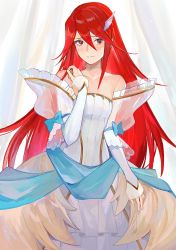 Rule 34 | 1girl, bride, bride (fire emblem), closed mouth, cordelia (bridal) (fire emblem), cordelia (fire emblem), dress, female focus, fire emblem, fire emblem awakening, fire emblem heroes, hair ornament, highres, jewelry, kyufe, long hair, matching hair/eyes, necklace, nintendo, red eyes, red hair, solo, wedding dress, white dress, wing hair ornament