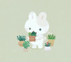 Rule 34 | ayu (mog), rabbit, flower, grey background, no humans, original, plant, potted plant, red flower, signature, simple background, solo, symbol-only commentary