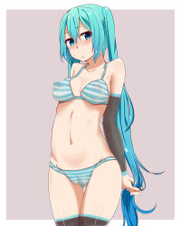 Rule 34 | 1girl, aqua eyes, aqua hair, bad id, bad pixiv id, blush, bodypaint, breasts, detached sleeves, hatsune miku, highres, jack dempa, long hair, medium breasts, naked paint, navel, nipples, nude, painted clothes, panties, pussy, solo, striped clothes, striped panties, sweat, thighhighs, twintails, uncensored, underwear, very long hair, vocaloid