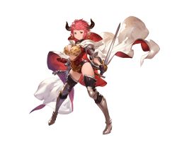 Rule 34 | 10s, 1girl, animal ears, animal print, armor, armored boots, belt, bikini, bikini top only, boots, breasts, cape, cleavage, draph, earrings, full body, gauntlets, gloves, granblue fantasy, holding, holding weapon, hood, hood down, horns, jewelry, knee boots, large breasts, leopard print, leotard, looking at viewer, minaba hideo, official art, pink hair, red eyes, solo, sturm (granblue fantasy), swimsuit, sword, transparent background, weapon
