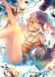Rule 34 | 1girl, :d, absurdres, alternate costume, ass, black hat, blue eyes, feet out of frame, grey hair, hat, highres, itsumizu, legs, long hair, looking at viewer, mononobe no futo, open mouth, ponytail, smile, solo, tate eboshi, thighs, touhou, wide sleeves