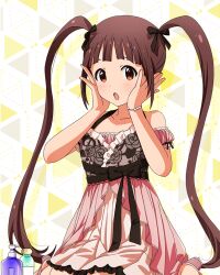 Rule 34 | 1girl, bracelet, brown hair, card (medium), dress, idolmaster, idolmaster million live!, idolmaster million live! theater days, jewelry, matsuda arisa, official art, red eyes, solo, twintails