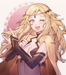 Rule 34 | 1girl, ai tkkm, blonde hair, blue eyes, bodystocking, breasts, cape, circlet, fire emblem, fire emblem fates, highres, long hair, looking at viewer, medium breasts, nintendo, one eye closed, open mouth, ophelia (fire emblem), solo