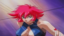 Rule 34 | 1990s (style), 1girl, animated, animated gif, bouncing breasts, breasts, cleavage, cutie honey, cutie honey (character), earrings, covered erect nipples, female focus, heart, jewelry, large breasts, red hair, short hair, solo