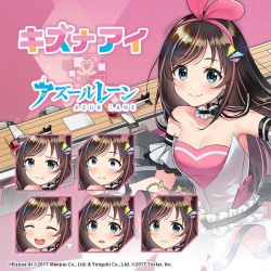 Rule 34 | 1girl, :d, :o, ^ ^, aircraft, airplane, azur lane, blue eyes, blush, boots, bow, bowtie, breasts, brown hair, character name, choker, closed eyes, closed mouth, detached sleeves, dress, expressions, flight deck, hairband, hands up, kizuna ai, kizuna ai (anniversary), kizuna ai (anniversary) (azur lane), kizuna ai inc., long hair, looking at viewer, medium breasts, multicolored hair, multiple views, official art, open mouth, pink hair, rigging, short shorts, short sleeves, shorts, sidelocks, smile, streaked hair, upper body, virtual youtuber, wrist cuffs
