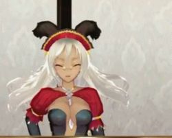 Rule 34 | 1girl, 3d, animal ears, animated, animated gif, ar nosurge, between breasts, bouncing breasts, breasts, rabbit ears, cropped, dark skin, dark-skinned female, third-party edit, female focus, glasses, large breasts, lowres, necktie, nelico (surge concerto), red eyes, solo, surge concerto, talking, third-party edit, walking, white hair