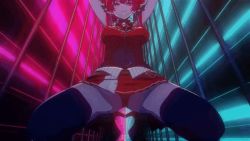 Rule 34 | 1girl, animated, animated gif, arms up, between thighs, black leotard, black thighhighs, breasts, hair ribbon, heterochromia, hololive, houshou marine, large breasts, leotard, leotard under clothes, looking at viewer, panties, red eyes, red hair, red panties, red ribbon, red skirt, ribbon, skirt, smile, spread legs, thighhighs, thighs, twintails, underwear, upskirt, view between legs, virtual youtuber, yellow eyes