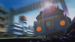 Rule 34 | building, digimon, digimon (creature), digimon tamers, digimon tamers: boso digimon tokkyu, locomon, official art, railroad tracks, red eyes, sky, train