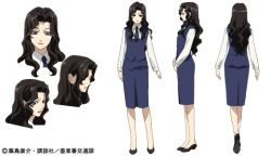 Rule 34 | 1boy, aoi futaba, ass, black hair, character sheet, closed eyes, crossdressing, curly hair, from behind, from side, lipstick, long hair, looking at viewer, makeup, official art, police, police uniform, portrait, standing, taiho shichauzo, trap, uniform